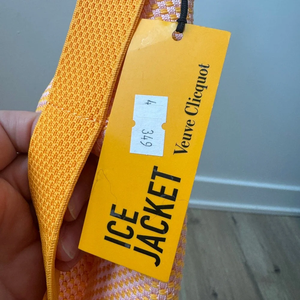 Veuve Clicquot Ice Jacket Champagne Bottle Cooler Sleeve Orange Pink 3D Knit NWT